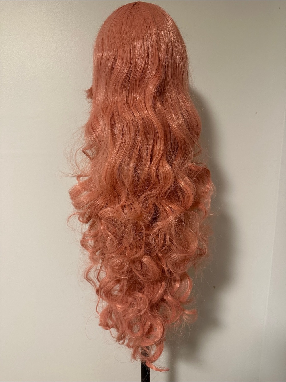 Long Wavy Peach/Pink Synthetic Wig - Women Hair